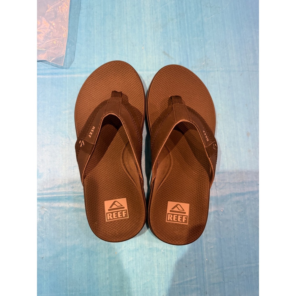 Reef Mens Fanning Flip Flops Brown Sandals with Bottle Opener Arch Support Sz 7